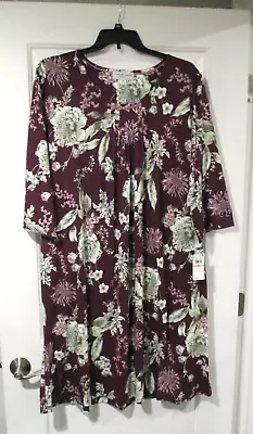 Miss Elaine Long Nightgown 3/4 Sleeves And Pockets Plus Size 2X • $37.99