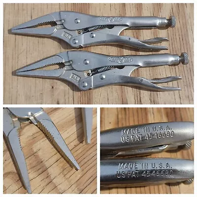 Vintage Pair (2) VISE GRIP 9LN LONG NOSE Locking Plier PETERSEN Mfg DEWITT USA • $94.99