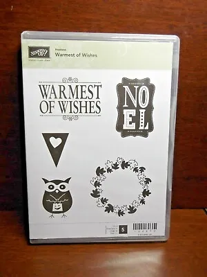 NEW Stampin' Up! Unmounted Rubber Stamps Set Of 5 Warmest Wishes Owl Wreath Noel • $14.95