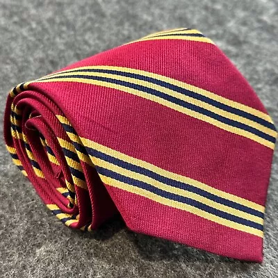 Brooks Brothers Makers & Merchants XL Red Gold Blue Repp Stripe Mens Silk Tie • $14.39