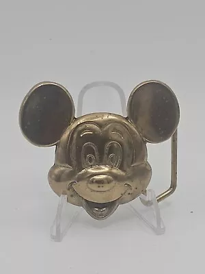 Mickey Mouse Belt Buckle 70s Vintage Solid Brass Walt Disney Productions  • $40