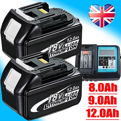 2x For Makita 18V BL1830 LXT Li-ion 9.0Ah 12Ah BL1850B BL1860B Battery / Charger • £19.89