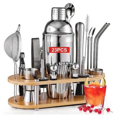 23 Pcs Cocktail Shaker Cocktail Set Maker Kit Stainless Steel 750ml With Stand • £20.99