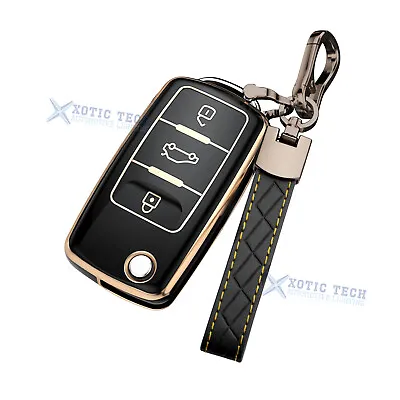 Black Full Cover Flip Key Fob Case W/Keychain For Volkswagen Golf GTI Santana • $13.97