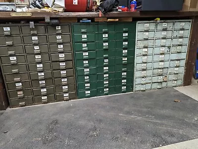 SET OF THREE - Vintage Hobart 27 Drawer Metal Parts Cabinet - USA • $2100