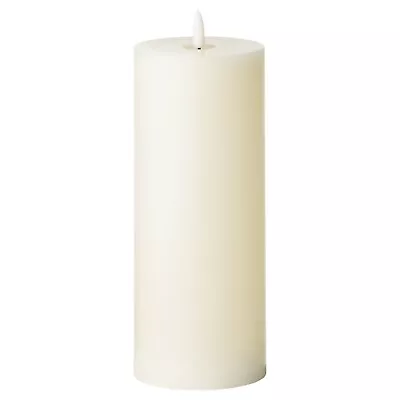 LED PILLAR CANDLES Ivory Cream Real Wax Natural Glow Flame Timer With BATTERIES • £18.99