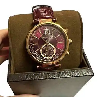Michael Kors Rose Gold And Burgundy Watch With Date Dial  And Original Box • $125