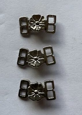 Flower Clasp Buckles Hook & Eye 20mm Silver  3 Pairs • £1.99