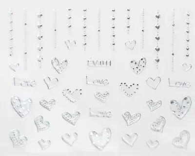 Silver Metallic Hanging Dotted Hearts 3D Nail Art Sticker Decal UV Gel Polish • $2.83