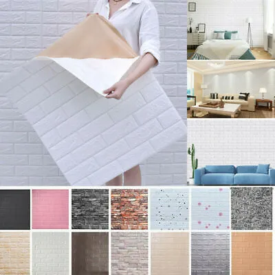 £4.99 • Buy 40Pcs Self Adhesive 3D Tile Foam Stick Wall Paper Brick Wall Sticky Wallpaper //