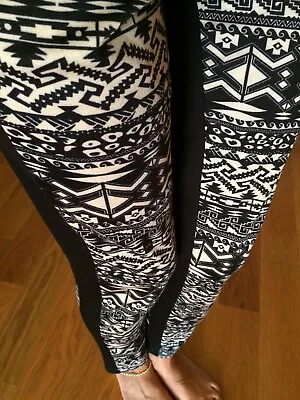 PONTI Hight Waisted AZTEC TRIBAL Leggings Pants THICK POLYESTER RAYON 2X 20-24 • $10