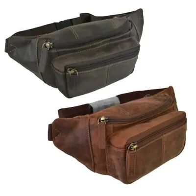 Top Quality Oil Leather Bum Bag By Visconti Waist Fanny Pack Soft Stylish • $49.29