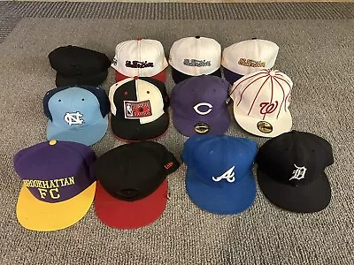 Lot Of 12 VINTAGE FITTED MLB/NBA BASEBALL CAPS 7 3/4 5/8 1/2 • $15.60