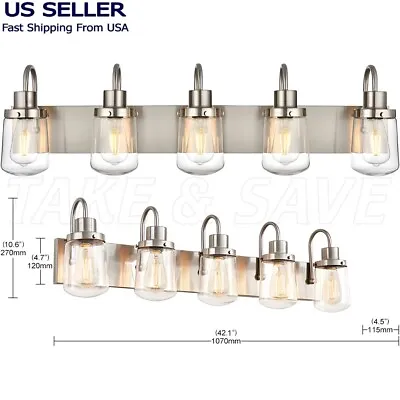 Modern Bathroom Vanity Light 5 Light Farmhouse Vanity Lighting Over Mirror Brush • $71.89