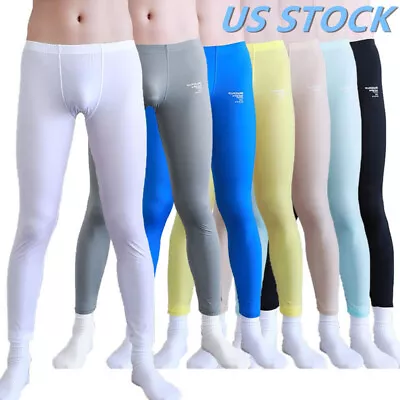 US Mens Solid Compression Pants Thermal Base Layer Bottoms Tights Trousers • $10.59