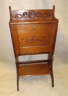 Antique Pressed & Carved Oak Drop Front Folding Leg Travelling Preacher's Desk • $537