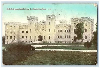 1914 Nichols Gymnasium KSAC Exterior Building Manhattan Kansas Vintage Postcard • $29.95