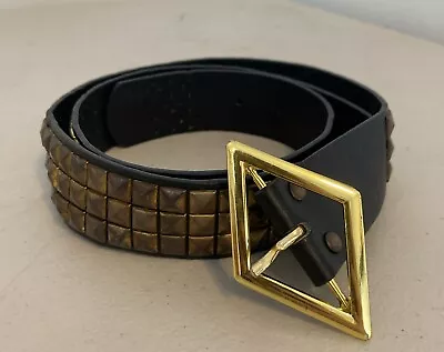 Vintage Avant Garde Emo Punk Rock Metal Bronze And Gold Studded Leather Belt S/M • $25