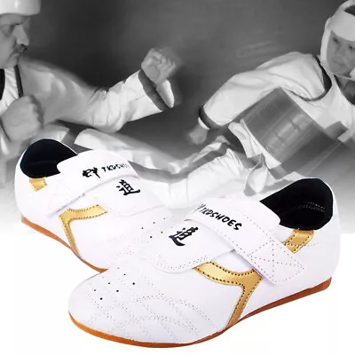 Kids Boys PU Taekwondo Shoes Martial Arts Chinese Kung Fu Tai Chi White Soft New • $22.36