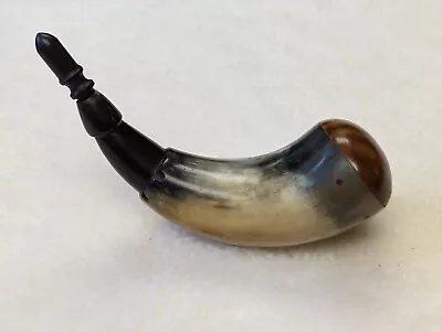 Black Powder Muzzleloader Small Pan Priming Horn With Wooden Plugs 6  X 2  • $30