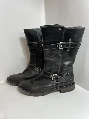 UGG Womens Size 6 Dark Brown Leather Gillespie Moto Boots S/N 1001888 • $95