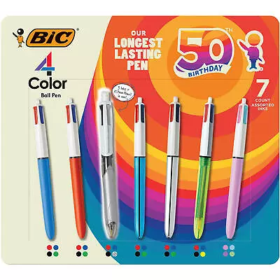 BIC 4-Color Long-Lasting Retractable Ballpoint Pen Med Pt. 1.0mm Variety 7-Pack • $20