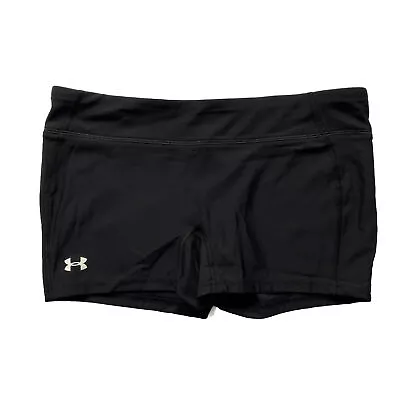 Under Armour Heatgear Black Logo Compression Shorts Small Volleyball Spandex 3” • $19.99