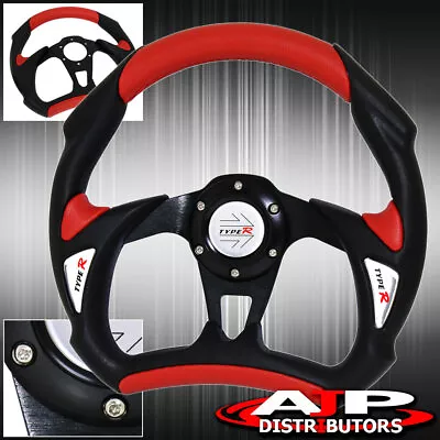 320mm 6 Bolt Hole Red Black Pvc Steering Wheel Type R Button Horn Logo Jdm • $42.99