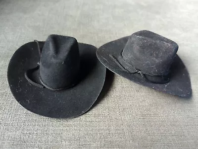 2 Fibre Crafts 5  Cowboy Hats Black Doll Parts Art Miniature Mini Tiny • $10.99