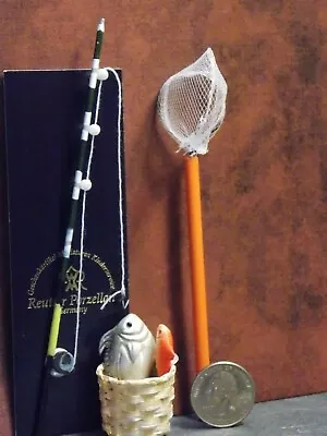 Dollhouse Miniature Food Fishing Rod Set By Reutter 1:12 E9 Dollys Gallery • $34.99