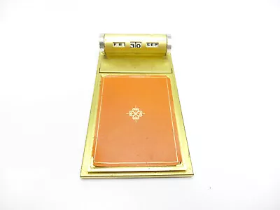 Vintage Park Sherman Brass Perpetual Desk Calendar Notepad Holder MCM Coral • $36.99