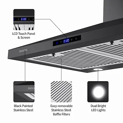 Wall Mount Range Hood 30 Inch Kitchen Black Stainless Steel 3-Speed Touch Panel • $149.99