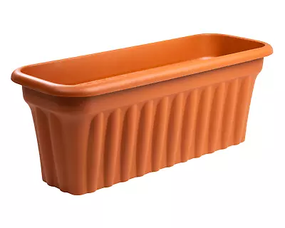 80cm Large Terracotta Trough Plant Pot Garden Long Flower Herb Plastic Planter • £13.99