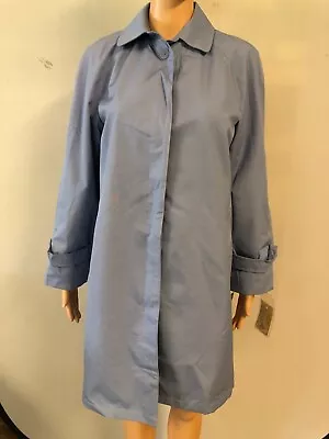 New Vintage London Towne Lined Raincoat Trench Jacket Blue Size 8 NWT • $32.04