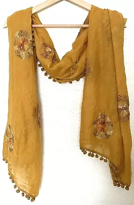 Boho Scarf Mustard Yellow LOF New York Tassel Hem Shawl New With Tags • $12.99