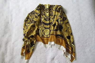 Vintage Gianni Versace Silk Scarf-Fabric Iconic Gold Medusa 55.5  X 45  Auth! • $276.25