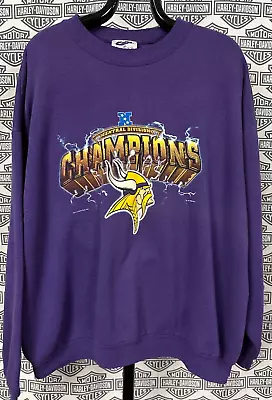 Vintage 1998 Minnesota Vikings NFC Central Champions Sweatshirt USA Made Size XL • $20