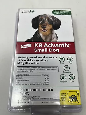 Sealed Dog Flea And Tick Killer |Elanco K9 Advantix Small Dogs 4-10 LBS 2  Doses • $17