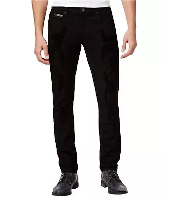 I-N-C Mens Faux Leather Trim Skinny Fit Jeans Black 33W X 32L • $7.95