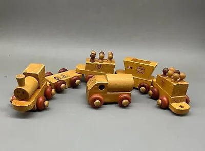 Vintage Montgomery Schoolhouse Vermont Wooden Toy Set 5 Pieces Train 1 Truck • $12