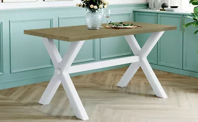 TOPMAX Dining Table Farmhouse Rustic Wood Kitchen X-shape Legs Gray Green • $267.21