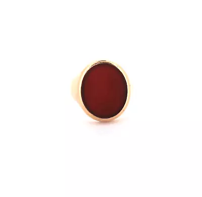 Vintage 18ct Yellow Gold & Carnelian Classic Mens Signet Ring 5.2g Size S • $521.27