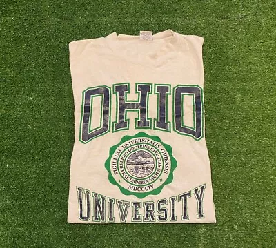 Vintage Signal Ohio University OU Bobcats Arch College Seal T-shirt Medium White • $40.49