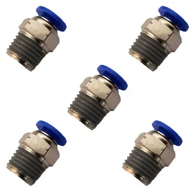 5pcs 1/4  OD Tube X 1/4  NPT Pneumatic Fitting Push To Connect Air Fitting • $10.55