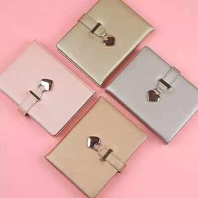 Girls Gifts Leather Journal Heart Lock Notebook With Key School Diaries (Pink) • $60.16