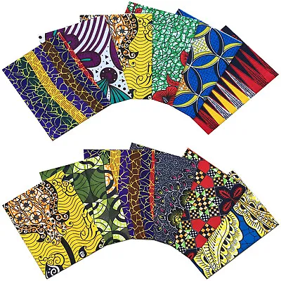 African Fabric Multicolored Poly-Cotton Print FAT QUARTER BUNDLE Craft Patchwork • £6.65