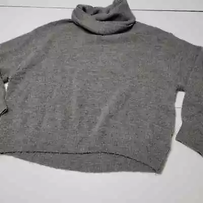 H&m Women Medium Sweater Heathered Grey Oversized Turtle Neck Wool Blend Comfort • $14.99