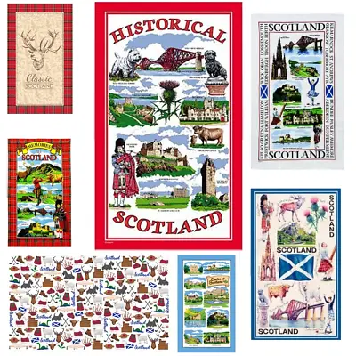 Scotland Tea Towel Souvenir Gift Scottish Scene Landmarks Castles Tartan Stag • £4.49