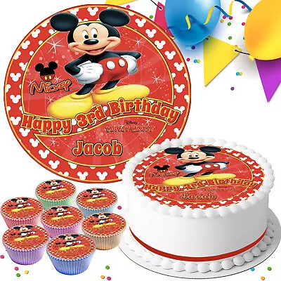 Mickey Mouse Personalised Edible Icing Sheet 7.5 Inch Cake Topper D720 • £5.39