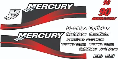 Mercury Replacement Decals Outboard 90HP Red Decal Kit • $47.16